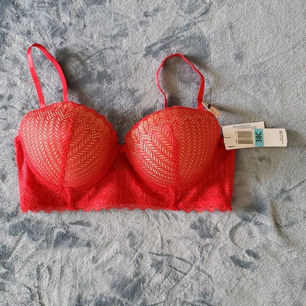 💫RED LACE JEZEBEL PUSHUP BRA 38C💫